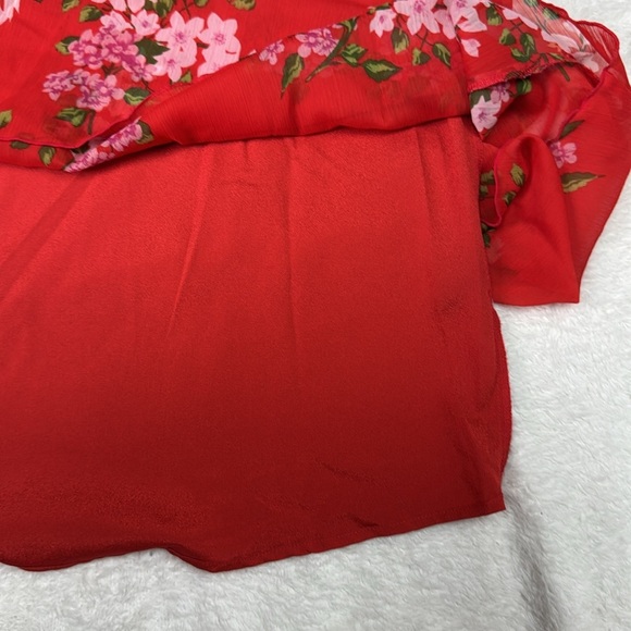 Who What Wear Tiered Ruffle Floral Mini summer Dress Red NWOT - Picture 8 of 9
